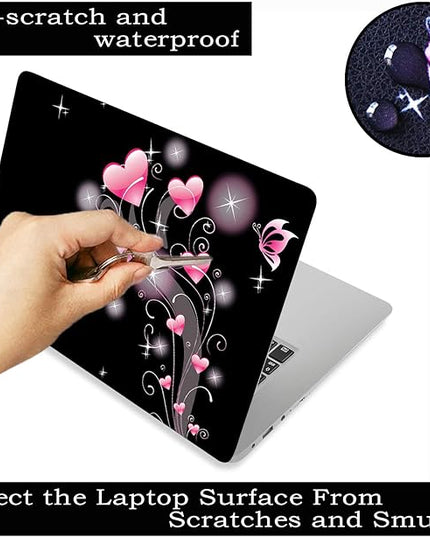 Laptop Skin Sticker Decal,12" 13" 13.3" 14" 15" 15.4" 15.6 inch Laptop Vinyl Skin Sticker Cover Art Protector Notebook PC (2 Wrist Pad Skins Included), Decorative Waterproof Removable, Pink Hearts
