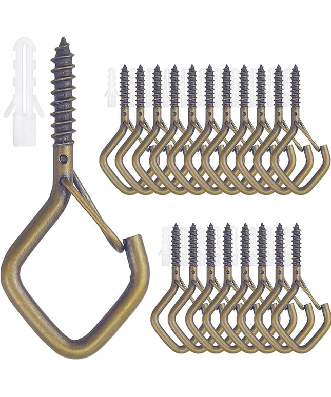 Sexoeie 20PCS Eye Screw Hooks for Hanging Heavy Duty with Safety Buckle.Metal Ceiling Hooks for Hanging Plants,Cup,Wind Chime,Bird Feeders,String Lights at Indoor&Outdoor,2.36 Inch(No Drill Bit)