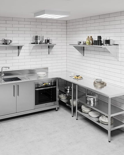 AmGood 48" Long X 18" Deep Stainless Steel Wall Shelf | NSF Certified | Appliance & Equipment Metal Shelving | Kitchen, Restaurant, Garage, Laundry, Utility Room