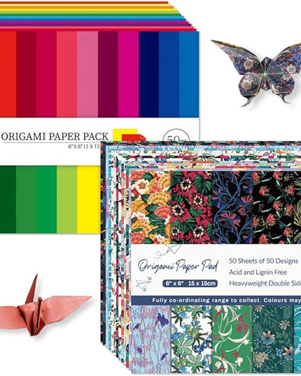 Origami Paper Kit Dobule Sided 100 Sheets 100 Colors 6 Inch Japanese Chiyo Square Easy Fold Arts Crafts DIY Handwork Origami Papers Solid Color Flower