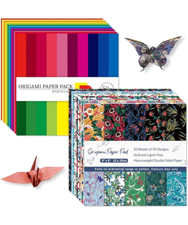 Origami Paper Kit Dobule Sided 100 Sheets 100 Colors 6 Inch Japanese Chiyo Square Easy Fold Arts Crafts DIY Handwork Origami Papers Solid Color Flower