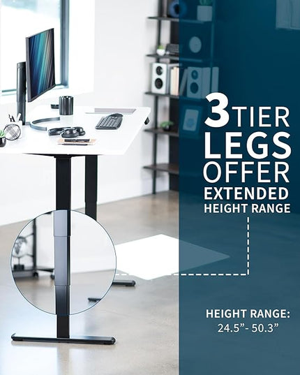 VIVO Electric 71 x 30 in Dual Motor Sit Stand Desk, Memory Height Adjustment, 2B Series, White Top Black Frame, DESK-KIT-2B7W