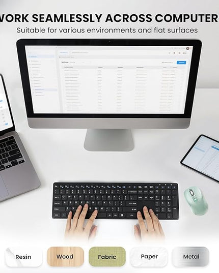 Wireless Bluetooth Mouse for Laptop,USB+BT×2,Quiet Ergo Computer Mouses,Metal 4-Way Super Scrolling,± 3200 DPI,Rechargeable,10 Button,Plug&Play,Multi Device Cordless Mice for iPad,Tablet,Mac,PC(Green)