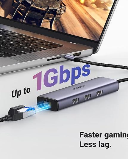 UGREEN Revodok 6 in 1 USB C Hub Gigabit Ethernet Adapter with 4K HDMI, 100W PD Charging, USB A Data Ports Compatible with Mac M1, M2, M3, iPad, iPhone 16 Pro/Pro Max, Steam Deck
