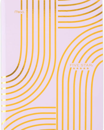 Five Star Composition Book, College Ruled Paper, 7-1/2" x 9-3/4", 80 Sheets, Hardcover, Lilac and Metallic Gold Arches (850111F-AMZ)