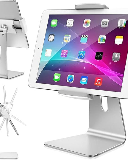 AboveTEK Elegant Tablet Stand, Aluminum iPad Stand Holder, Desktop Kiosk POS Stands for 7-15.6 inch iPad/Portable Monitor, Tablet Mount for Showcase Office Reception Countertop