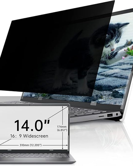 IPROKKO Laptop Privacy Screen 14 Inch, 16:9 Aspect, Compatible with HP, Dell, Acer, Asus, Samsung, Lenovo Yoga & More, Blue Light Block, Anti Glare, 1 Count