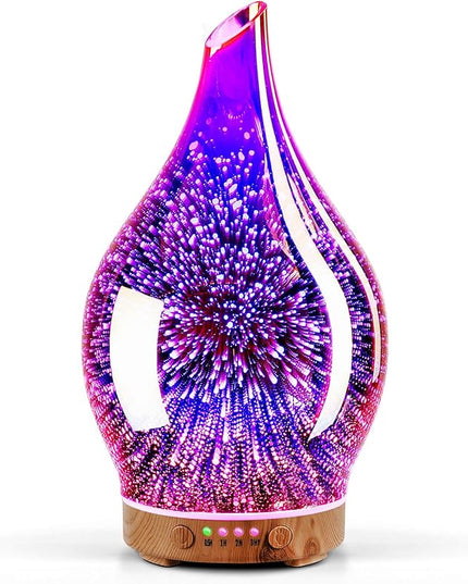 Porseme Essential Oil Diffuser 3D Firework Glass Aromatherapy Ultrasonic Humidifier Rose Gold, Auto Shut-Off, Timer Setting, BPA Free, Aroma Decoration for Home, Office, Gym, Spa, Premium Gift 150ml