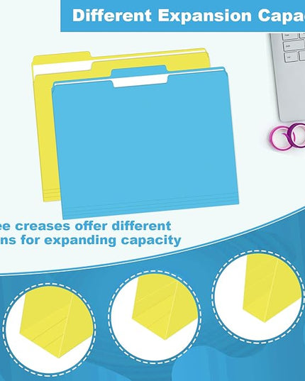 File Folder, HERKKA 30 Pack 1/3 Cut Tab File Folders, Letter Size, Assorted 6 Colors, Colored File Folders Designed for Office and Classroom Use