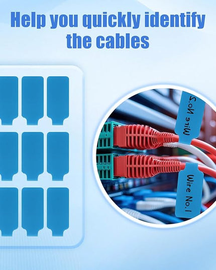 50 Pieces Cord Labels Self-Adhesive Nylon Cable Labels Tags Waterproof Wire Cable Tags or Electronics Office Computers Management and Identification (Light Blue)