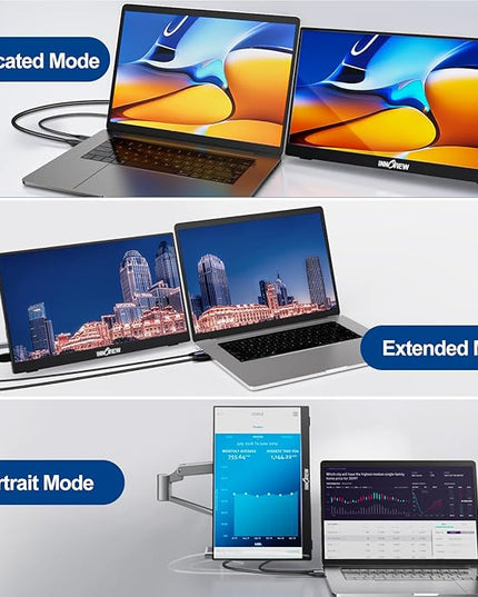InnoView Portable Monitor 15.6" 1080P for Laptop with Protective Sleeve, Built-in 90° Adjustable Stand USB C HDMI Ultra-Slim Portable Laptop Monitor for MacBook Phone PS Xbox Switch
