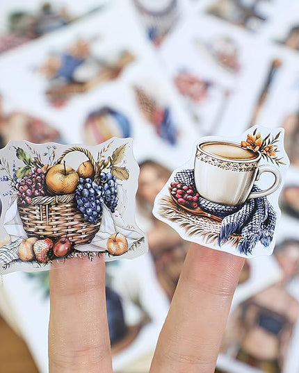Snycler Sticker Book - 20 Sheets Vintage PET Stickers for Scrapbooking, Junk Journaling, Ephemera, and Decorative Crafts-Natural Aesthetics