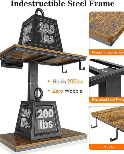 Height Adjustable Computer Tower Stand with Wheels and Charging Station,2-Tier PC Stand for Floor or Carpet,PC Holder Under Desk for ATX-Case,Office,Home,Gaming Room