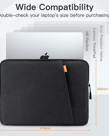 JETech Laptop Sleeve for 16-Inch MacBook Pro (M4 / M3 / M2 / M1, 2019-2024), Waterproof Bag Case with Pocket, Compatible with 16 Inch Notebook (Black)