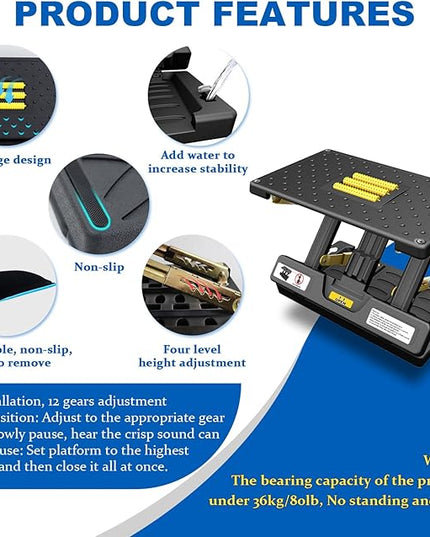 Foldable Foot Rest, Computer Foot Rest Under Desk, 12Modes Adjustable Ergonomic for Office, Loading Capacity 80 pounds, Removable Soft Cloth Pad, Yellow