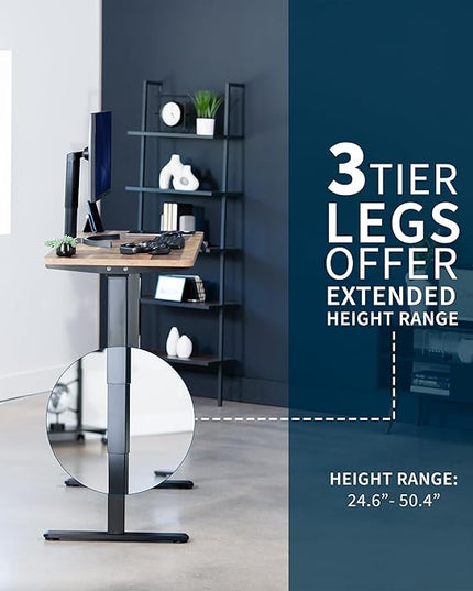 VIVO Electric 60 x 24 in Dual Motor Sit Stand Desk, Memory Height Adjustment, 2B Series, Reclaimed Wood Top Black Frame, DESK-KIT-2B6P