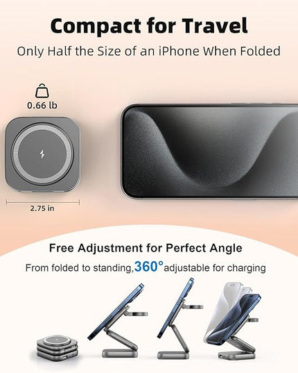 5-in-1 Wireless Charger for MagSafe, AC ISLAND Portable Travel Charging Station, 35W Max Fast Foldable Magnetic Stand, Evolved for iPhone 17-12 & Air Series, Apple Watch, AirPods (with 35W Adapter)
