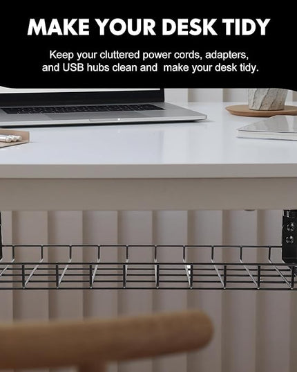 Under Desk Cable Management Tray Wire Organizer Cord Rack 500Mm Black No-Drill Installation Office Desk Cable Tray Storage