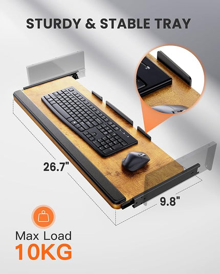 ErGear Large Electric Standing Desk with Keyboard Tray, 63x28 Inches Large Adjustable Height Sit Stand Up Desk, Home Office Desk Computer Workstation, Vintage Brown