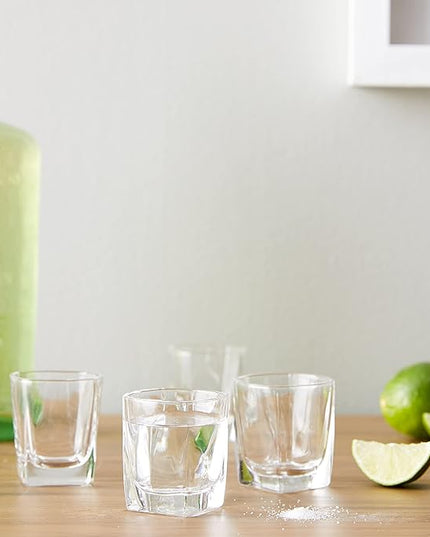 True Square Shot Glasses, Reusable Shot glasses, Perfect For Whiskey, Vodka, And Tequila, Party Shot Cups, Set Of 4, 1.5 oz.