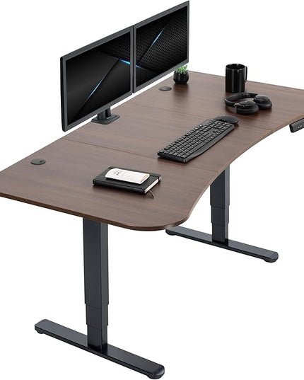 VIVO Electric 63 x 32 in Dual Motor Standing Desk, Memory Height Adjustment, 2B Series, Dark Walnut Top Black Frame, DESK-KIT-2B1D