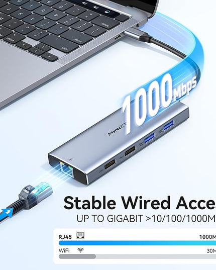 USB C Hub Adapter for MacBook Pro Air,10 in 1 USB C to USB HDMI Ethernet Hub Mac Dongle Accessories Converter for laptops (4K@60Hz HDMI+Ethernet+4USB+1USB-C Data Port+SD/TF Card Reader+100W PD)