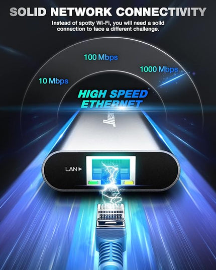 Hiearcool USB C Hub Ethernet 8-in-1, 4K@60Hz USB-C to HDMI Multiport Adapter with 1Gbps RJ45, 100W PD, 3 USB 3.0, SD/TF, Compatible for MacBook Pro/Air, Dell, Lenovo Laptops