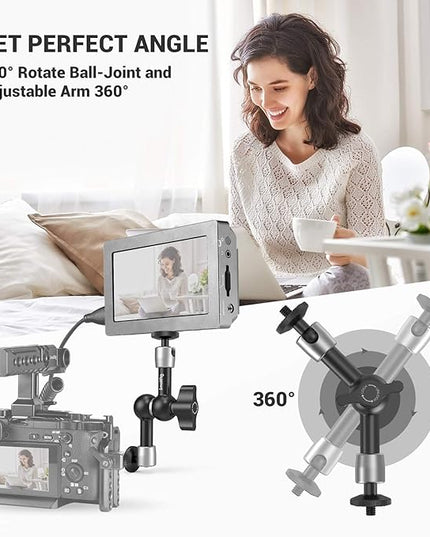SmallRig 5.5 Inches Adjustable Friction Articulating Magic Arm, with Both 1/4" Screw for LCD Monitor/LED Lights