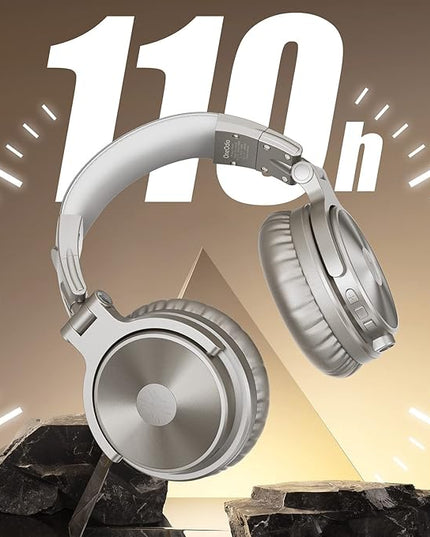 OneOdio Bluetooth Over Ear Headphones, 110 Hrs Wireless/Wired Stereo Sound Foldable Headsets with Deep Bass 50mm Neodymium Drivers for PC/Phone/Tablet - Studio Wireless Pro C, Champagne Gold