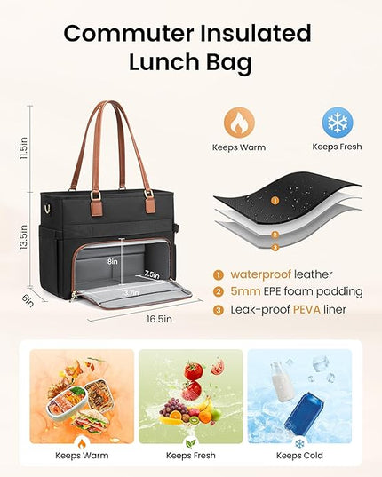 LOVEVOOK Teacher Tote Bag, Laptop Bag for Women with Accordion File Organizer, Nurse Work Bag for Office & Business Supplies