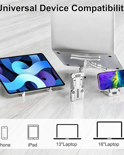 Laptop Stand for Desk, Ergonomic Portable Laptop Stand, Riser Holder Notebook Stands, Foldable Aluminum Computer Stand with Air, Pro, More 10-16” Laptops, Tablets, Phone