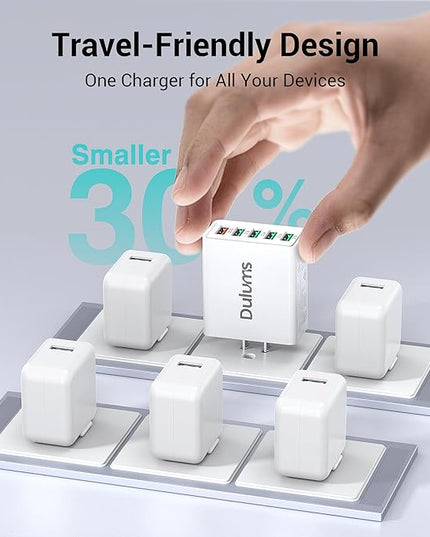 50W USB Wall Charger Block,2Pack 5-Port Charger Fast Charging Block QC 3.0 Multiport Box Brick Cube USB A Wall Plug for iPhone 17/16/15/14 Pro Max Plus, iPad,Galaxy, LG, Moto, Android Phones,AirPorts