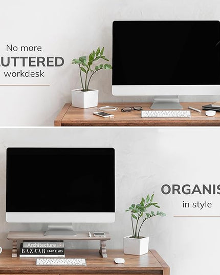 Anji Mountain Monitor Stand - Desktop Organizer & Laptop Riser, Ergonomic Monitor Riser, Space-Saving Monitor Stand for Desk, Durable Construction, Easy Assembly, Ideal for Home & Office