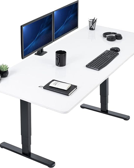 VIVO Electric Dry Erase 71 x 30 in Dual Motor Sit Stand Desk, Memory Height Adjustment, 2B Series, Whiteboard Top Black Frame, DESK-KIT-2B7WE