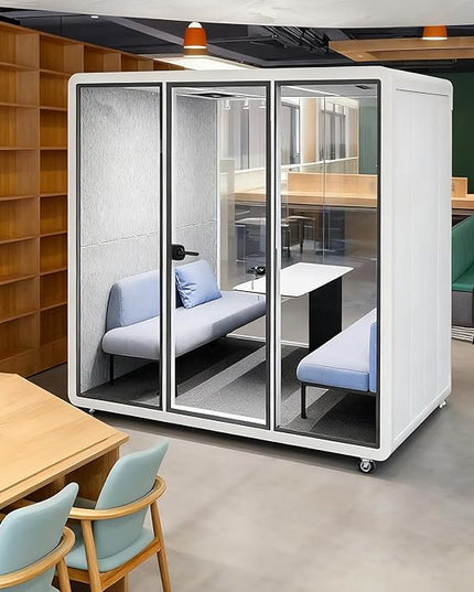 Mobile Office Pod Booth, Quiet Meeting Pod with Acoustic Panels, Sound Proof Room with Desk, Portable Removable Working Booth for Private Phone Calling Study,200cm