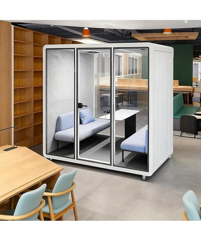 Mobile Office Pod Booth, Quiet Meeting Pod with Acoustic Panels, Sound Proof Room with Desk, Portable Removable Working Booth for Private Phone Calling Study,200cm