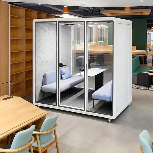 Mobile Office Pod Booth, Quiet Meeting Pod with Acoustic Panels, Sound Proof Room with Desk, Portable Removable Working Booth for Private Phone Calling Study,200cm