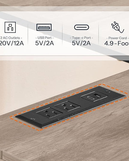 HOOBRO End Table with Charging Station, Bedside Table with 2 Drawer & USB Port & Type-C Port, Nightstand for Small Spaces, Stable and Sturdy, for Living Room, Greige and Black BG43UBZ01