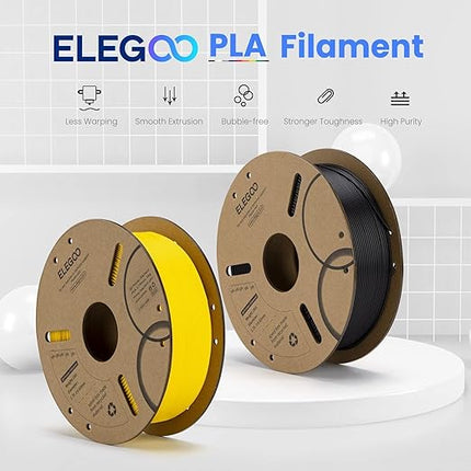 ELEGOO PLA Filament 1.75mm White & Gray 2KG, 3D Printer Filament Dimensional Accuracy +/- 0.02mm, 2 Pack 1kg Cardboard Spool(2.2lbs) 3D Printing Filament Fits for Most FDM 3D Printers