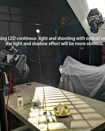 Wellmaking Bowens Mount Optical Snoot Conical, Flash Projector Attachment, Spotlight Snoot Photography Video Artist Modelling Shape Light Studio with Optical Lens Various Gobos Photography Accessories