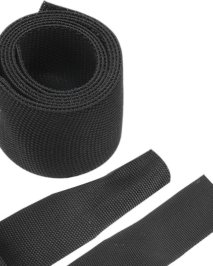 MECCANIXITY Braided Cable Sleeves Heat Shrinkable Fabric Sleeving, 1 1/4" 3ft Black 2:1 Ratio Heat Shrinkable Cord Protector for Harness Cable, Network Cable Protection, Cable Management