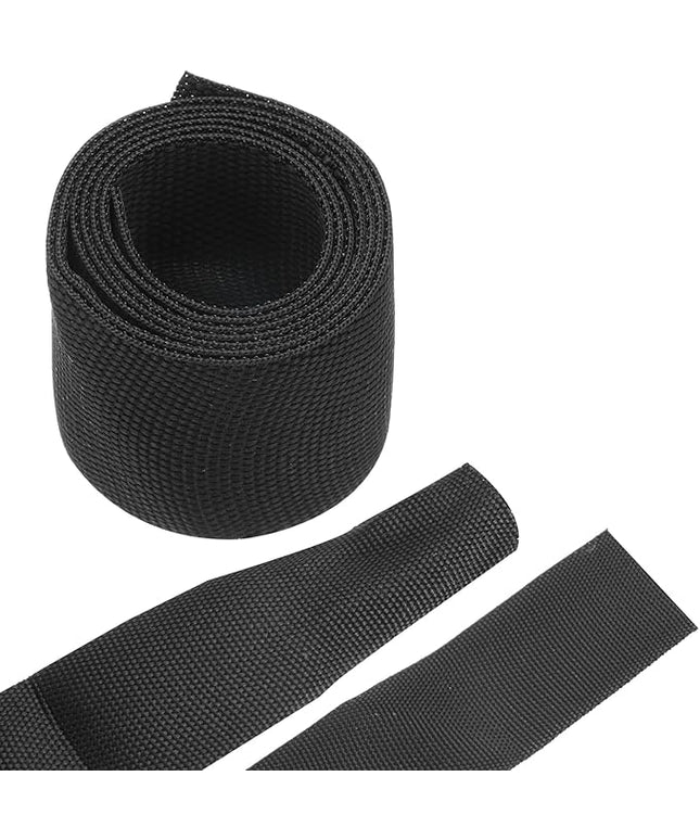 MECCANIXITY Braided Cable Sleeves Heat Shrinkable Fabric Sleeving, 1 1/4" 3ft Black 2:1 Ratio Heat Shrinkable Cord Protector for Harness Cable, Network Cable Protection, Cable Management