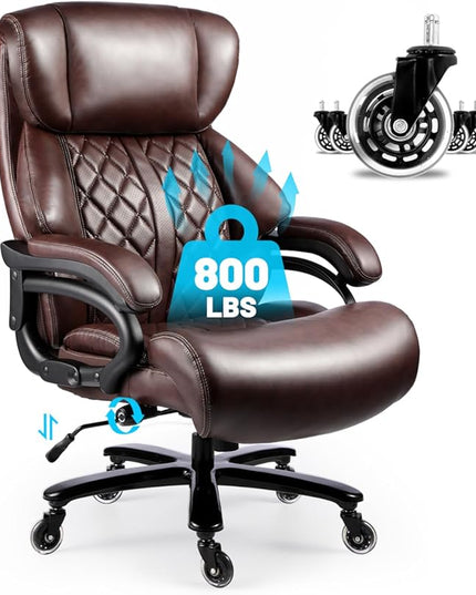800lbs Executive Chairs, Executive Desk Chairs with Adjustable Lumbar Support, Office Chair for Heavy People, Heavy Duty Office Chair with Quiet Rubber Wheel and Extra Wide seat