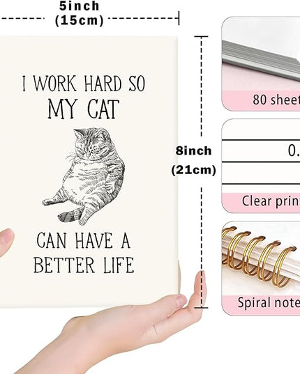 Lacama Cat Lover Gifts for Women Funny Gifts Cat Notebook Journal, Gifts for Cat Lovers, Funny Notebooks for Work, Office Humor Gifts, Office Supplies,I Work Hard So My Cat Can Have A Better Life A5