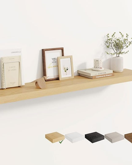 Dreamland 48 Inches Floating Shelves for Wall, 8" Deep Long Floating Shelves Set of 1, Large Display & Storage Shelf, Wall Shelf for Bathroom Bedroom Living Room Kitchen Office, Oak