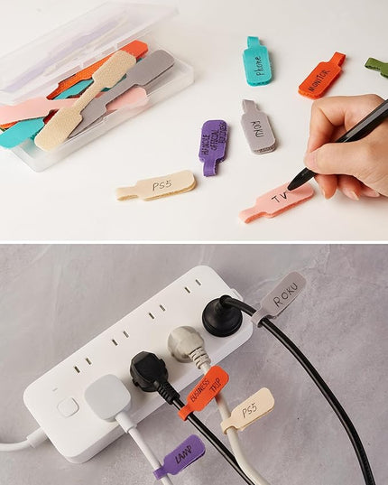 Cable Labels Large Size, Multi-Color (40-Pack) Write On Cord Tags for Organizing Wires and Identification,Reusable and Versatile for Multiple Purposes - 8Color
