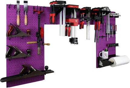 Wall Control Woodworking Tool Storage Organization Kit - Lazy Guy DIY Edition Wood Working Tool Supply Organizer for Do-It-Yourself Woodworkers and Makers (Purple Pegboard)