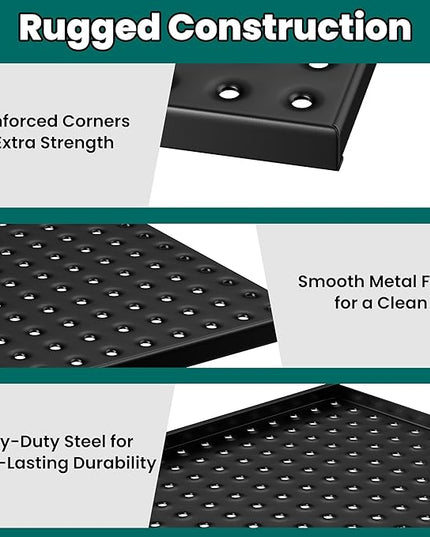 EVERHANGER Metal Pegboard Panels 24" x 12", Heavy Duty Steel Peg Boards for Garage, Pegboard Wall Organizer for Tool Storage and Organization, Black, 5 Pack