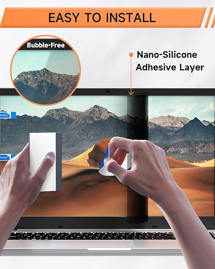 360° Laptop Privacy Screen 14 Inch 16:10, 4 Way Computer Monitor Privacy Shield, Anti Glare Blue Light Filter Compatible with Lenovo Hp Dell Acer Asus Thinkpad Envy Xps