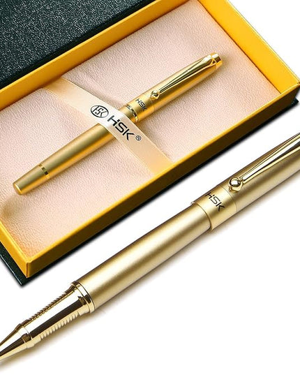 HSK Ballpoint Pens Luxury gift Pen Black Refill Line width 0.5mm,Best Ball Pen Gift Set for Men & Women Professional Executive,Office,Nice Pens Classy Gift Box (Gold)